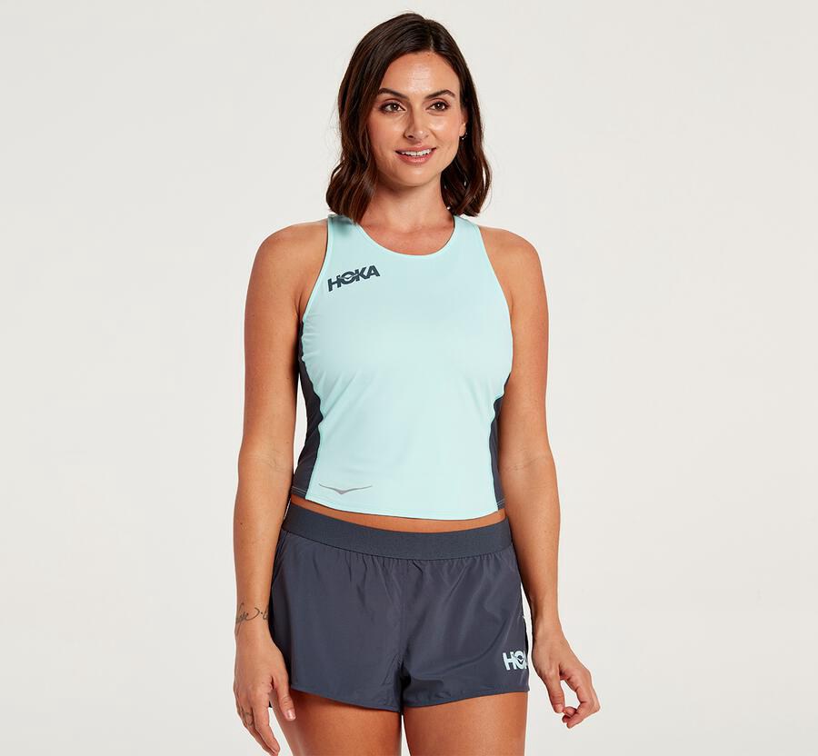 Haut Hoka One One Fitted Tank Femme - Bleu - QAU-062584